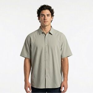 143 LULULEMON Men's Airing Easy Short Sleeve Classic Fit Shirt - Beige, Large